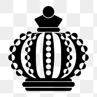 Png black royal crown icon, transparent background