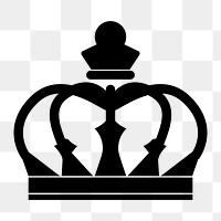 Png black royal crown icon, transparent background