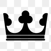 Png black royal crown icon, transparent background