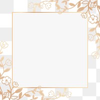 Beige floral png badge, transparent background