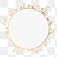 Beige floral png badge, transparent background