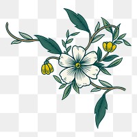 Png cute floral design element, transparent background