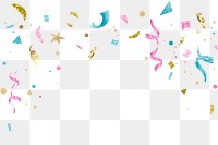 Png festive confetti border, transparent background