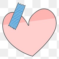 Png pink heart sticky note hand drawn sticker, transparent background