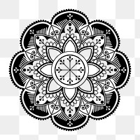 Png black mandala pattern element, transparent background