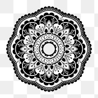 Png black mandala pattern element, transparent background