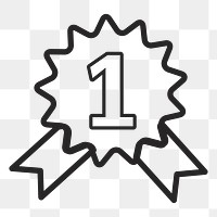 First prize winner badge   png icon, transparent background