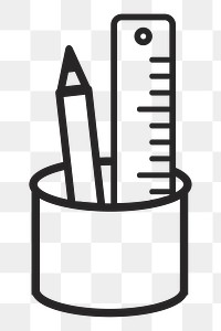 Pencil and ruler   png icon, transparent background