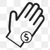 Hand begging for money   png icon, transparent background