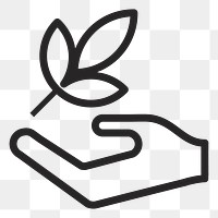 Hand supporting nature   png icon, transparent background