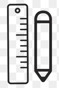 Pencil and ruler   png icon, transparent background