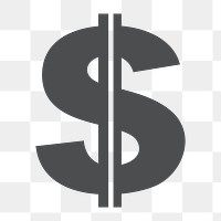 US dollar sign icon png, currency illustration on transparent background 