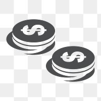 Stacked coins icon png, transparent background 