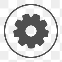 Gear icon png,  transparent background 