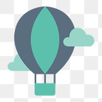 Hot air balloon icon png,  transparent background 