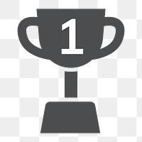 Trophy icon png, first prize illustration on  transparent background 