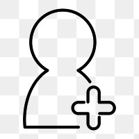 Friend request icon png, line art illustration on  transparent background 