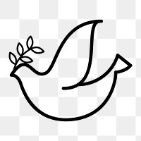 Bird icon png, line art illustration on  transparent background 