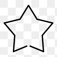 Favorite star icon png, line art illustration on  transparent background 