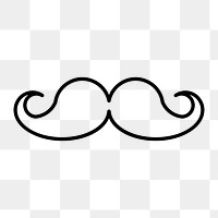 Moustache icon png, line art illustration on  transparent background 