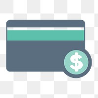 Credit card icon png, financial illustration on  transparent background 