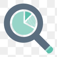 Business analysis icon png symbol, magnifying glass illustration on transparent background 