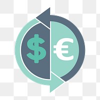 Currency exchange icon png,  transparent background 