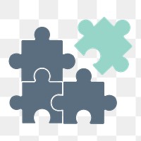 Jigsaw icon png, business solution illustration on transparent background