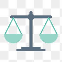 Shaker scales icon png, law concept illustration on transparent background 