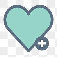 Heart icon png, healthcare illustration on transparent background 