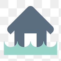 Flooded house icon png disaster sign, transparent background