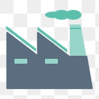 Factory pollution icon png,  transparent background 