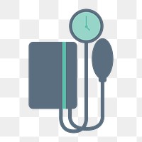 Sphygmomanometer icon png, medical equipment illustration on  transparent background 