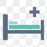 Hospital bed icon png, transparent background 