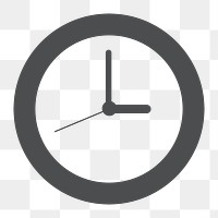 Clock icon png, line art illustration on transparent background 