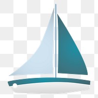 Png blue boat sticker, transparent background