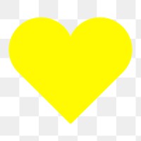 Yellow heart shape icon png,  transparent background 