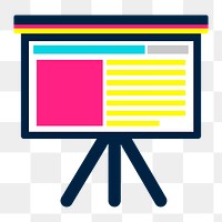 Flipchart icon png, data presentation illustration on transparent background