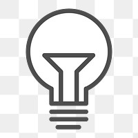 Light bulb icon png, line art illustration on  transparent background 