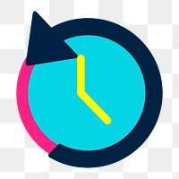 Reverse clock icon png,  transparent background 