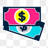 Png colorful dollar cash icon, transparent background
