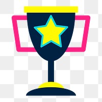 Winning trophy icon png, award illustration on transparent background 