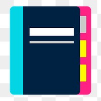 Png vibrant notebook icon, transparent background