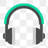 Png green headphones icon, transparent background