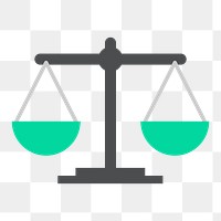 Shaker scales icon png, law concept illustration on transparent background 