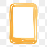 Png yellow phone hand drawn sticker, transparent background