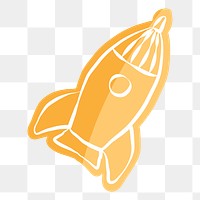 Png yellow rocket hand drawn sticker, transparent background