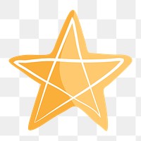 Png yellow star hand drawn sticker, transparent background