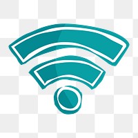 Png teal wifi hand drawn sticker, transparent background