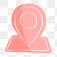 Png pink location hand drawn sticker, transparent background